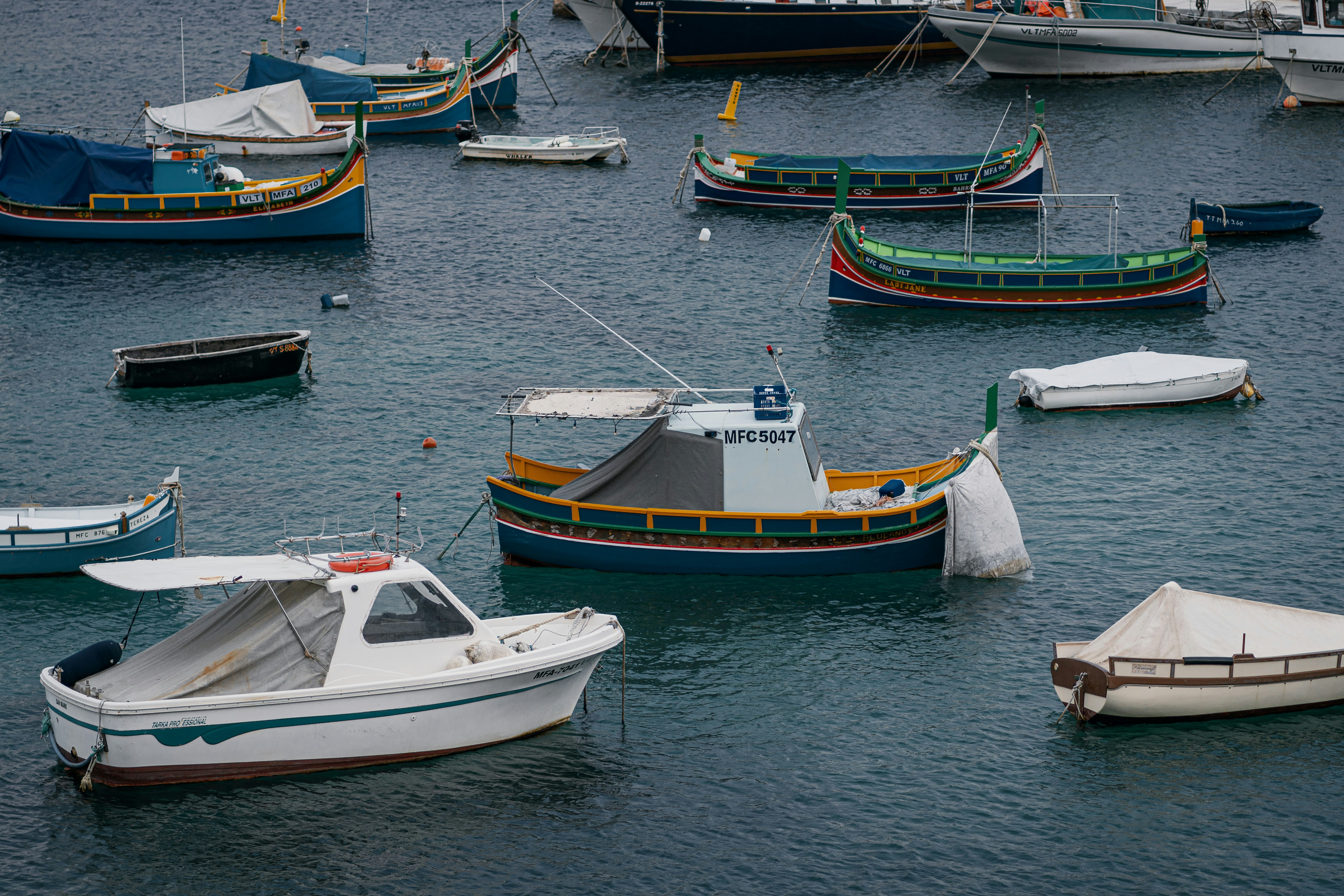 assorted-color boats